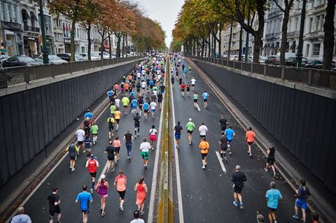 Runners at a race start line